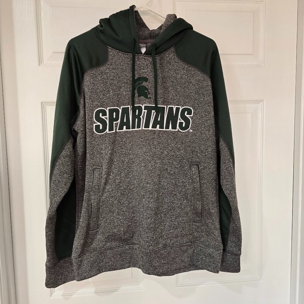 Michigan Spartans Men's Pullover Hoodie Embroidered Polyester Zip Pockets‎ Sz M